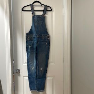 NWT abercrombie kids overalls - medium wash/distressed